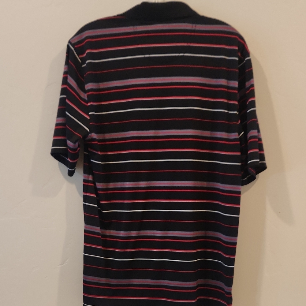 Greg Norman Men's Striped Polo Shirt - Black and Red - Picture 4 of 7